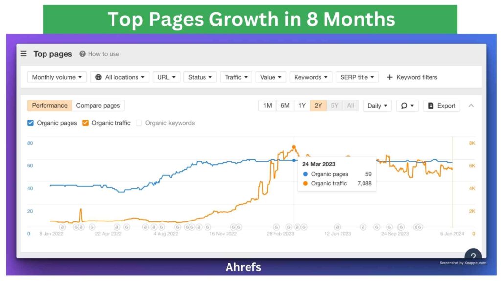 Top Pages Organic Growth